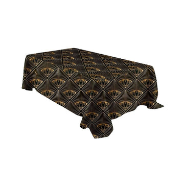 Black Fan Grid Rectangle Table Cover - Pack Of 6