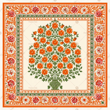 Floral Tree Border Pattern Square Backdrop