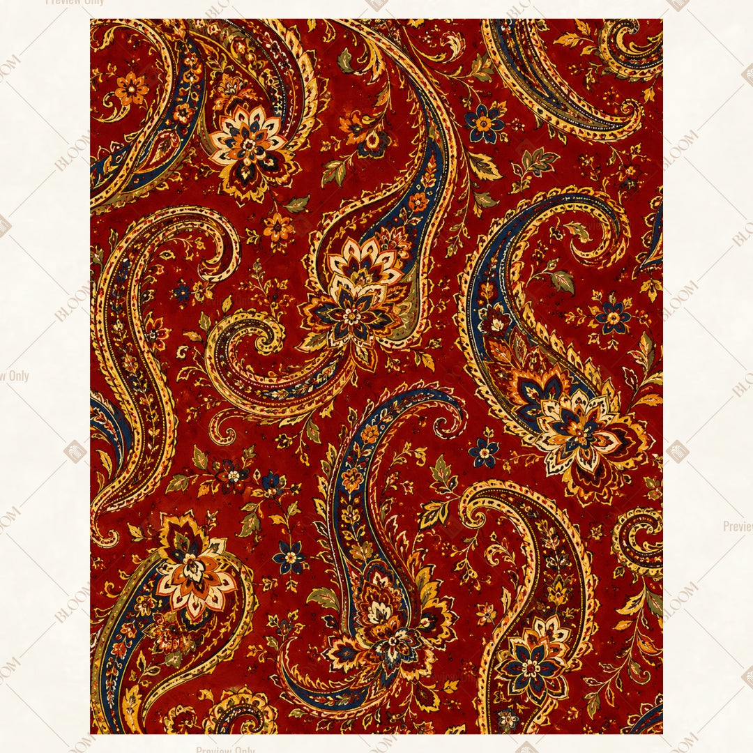 Vintage Paisley Floral Portrait Rectangle Backdrop