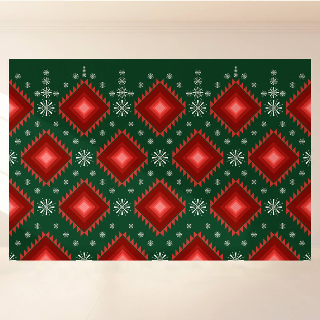 Geometric Red-Green Harmony: Backdrop - Landscape