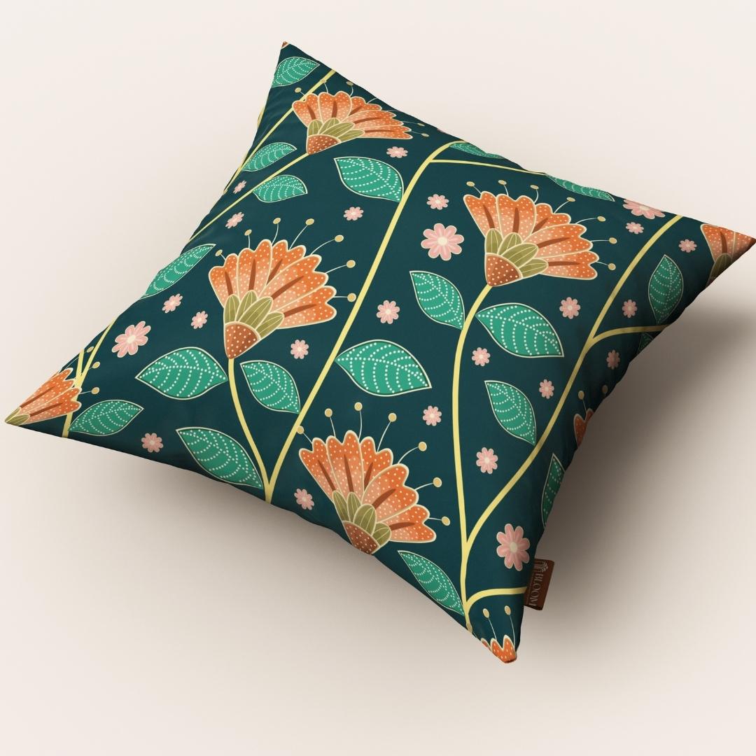 Teal Bloom Elegance: Cushion Cover - Pack of 12