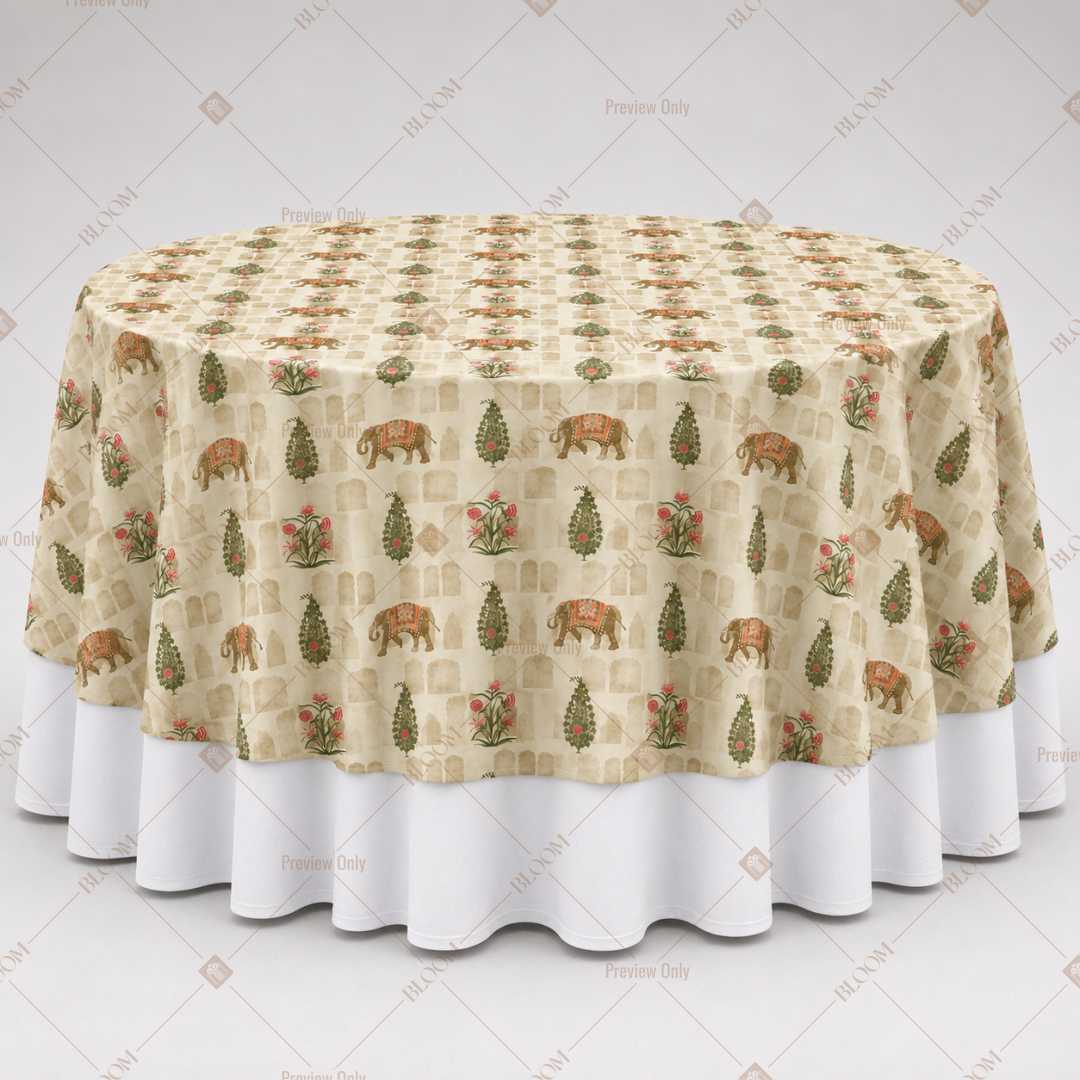 Beige Folk Floral Table Overlay Pack of 6