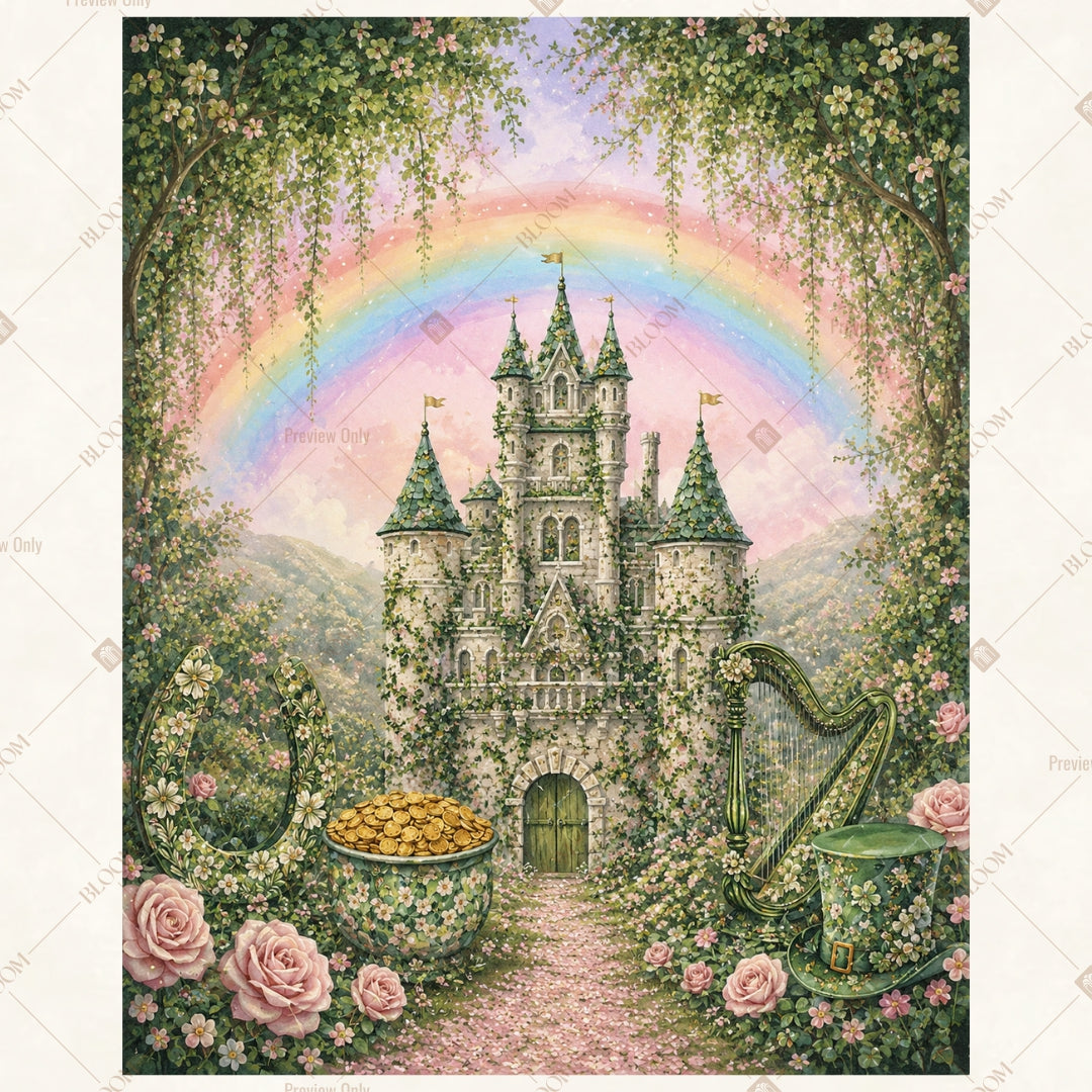 Rainbow Fantasy Castle Portrait Rectangle Backdrop