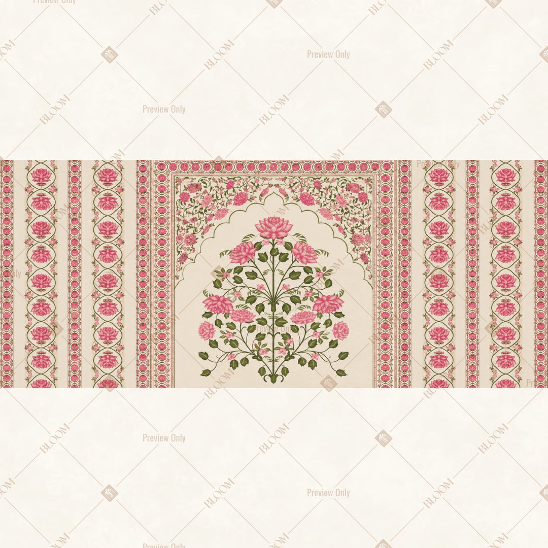 Floral Mughal Arch Pattern Border Wide Backdrop