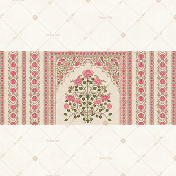 Floral Mughal Arch Pattern Border Wide Backdrop