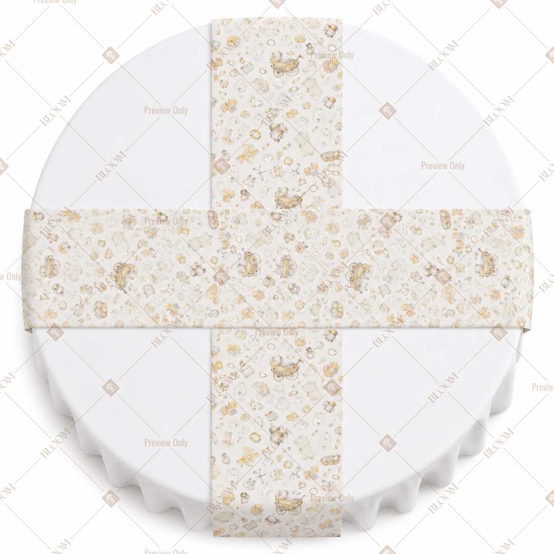 Beige Floral Medallion Table Runner Pack Of 12