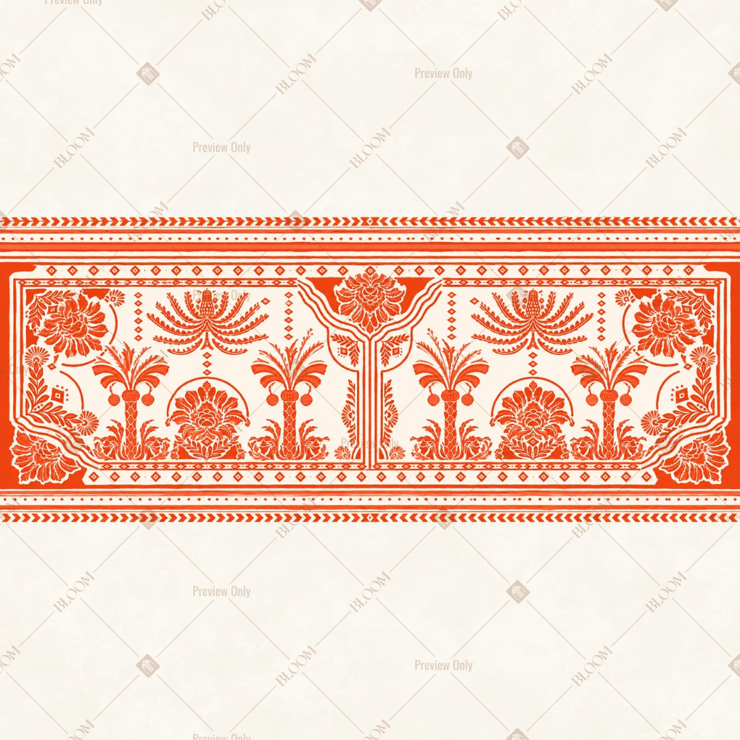 Coral Heritage Floral Border Wide Backdrop