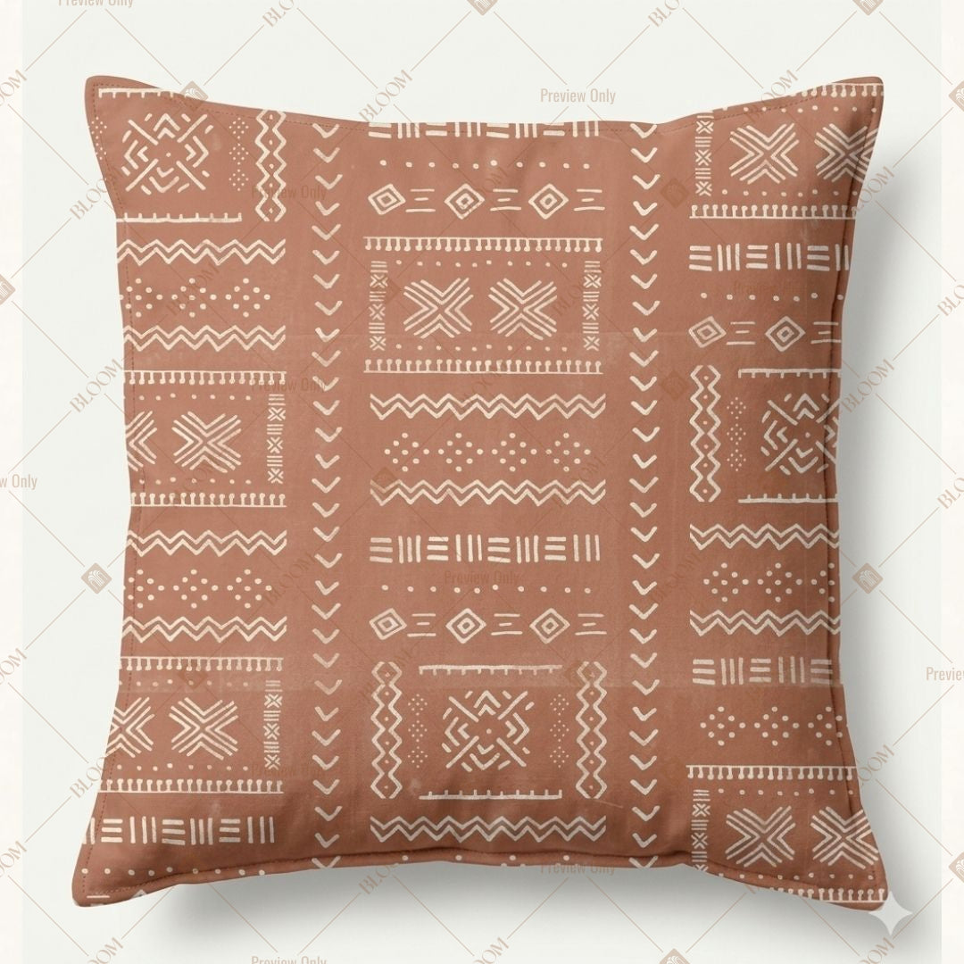 Terracotta Ethnic Pattern Cushion Cover Pack of 12