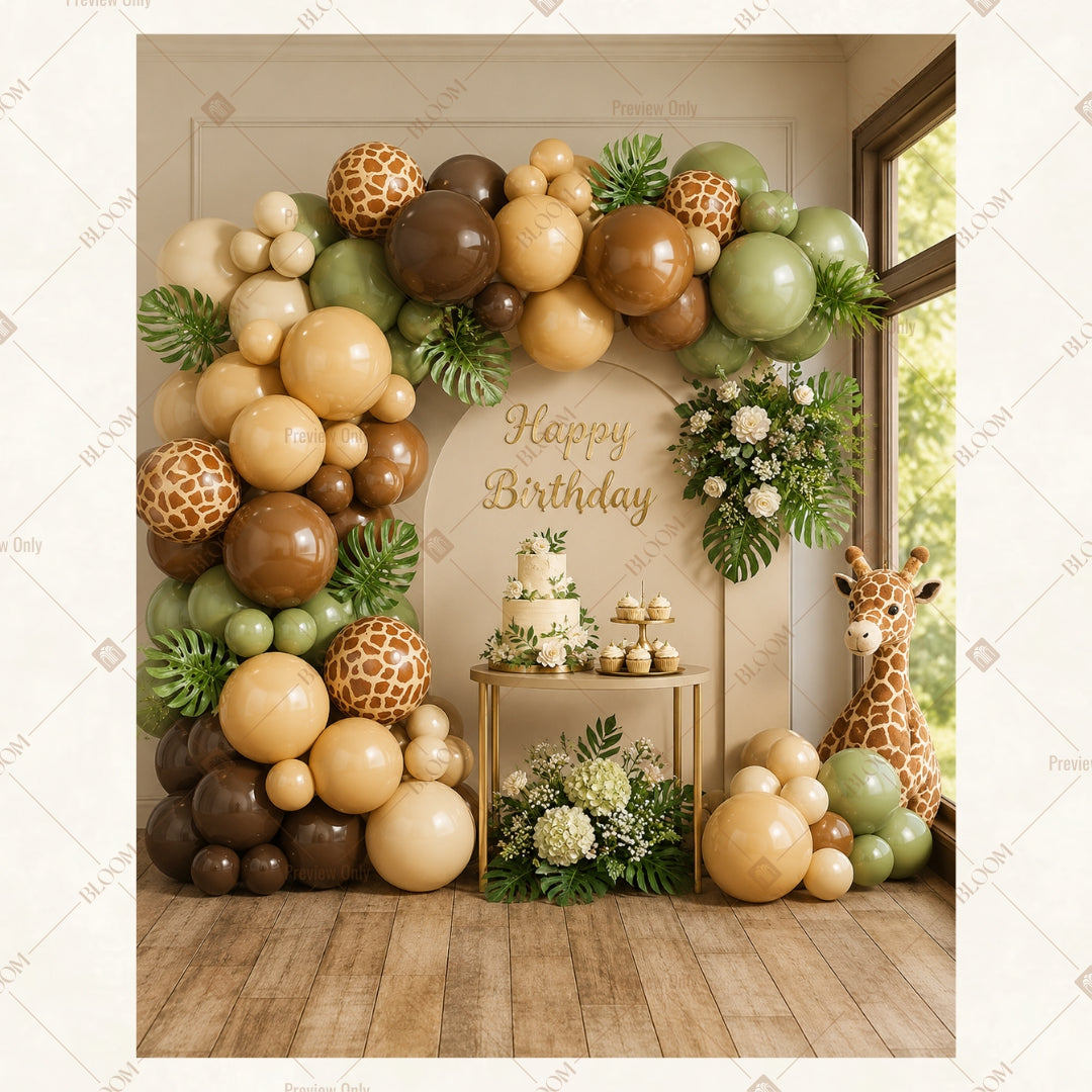 Rustic Balloon Celebration Portrait Rectangle Backdrop