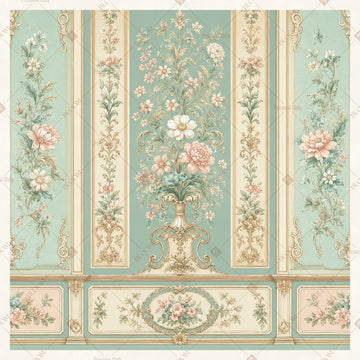 Vintage Mint Floral Panel Square Backdrop