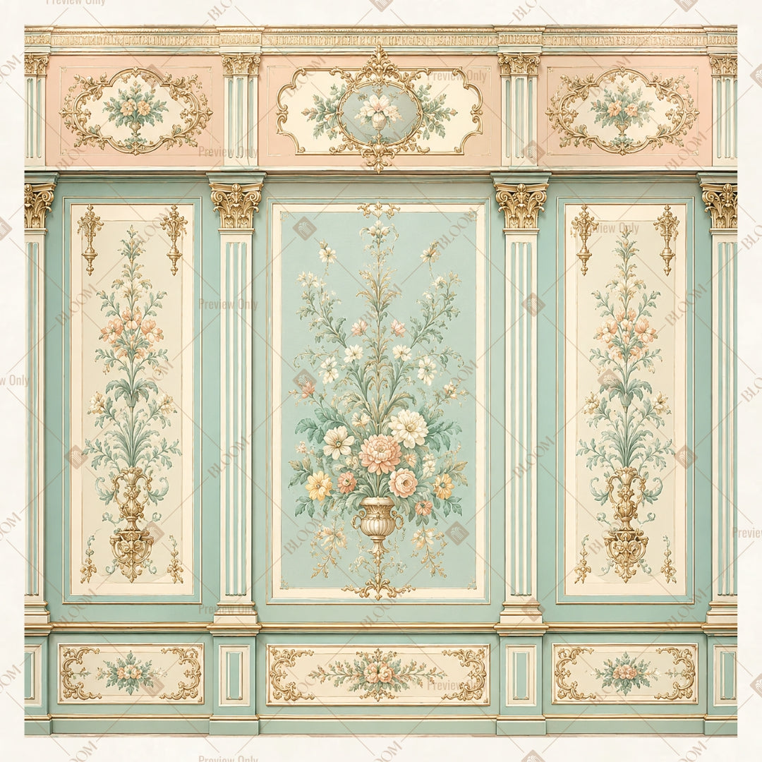 Mint French Window Square Backdrop