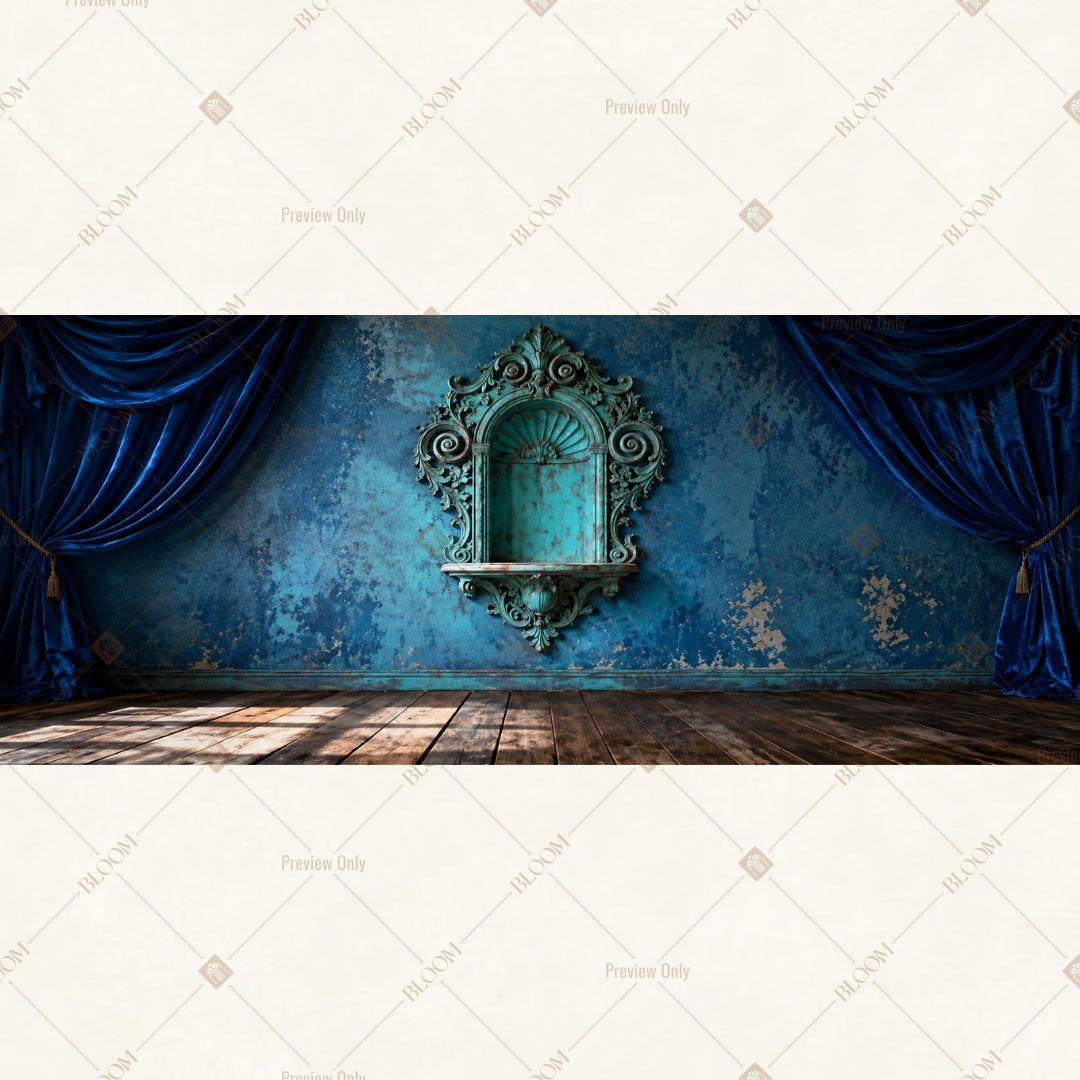 Royal Sapphire Throne Border Wide Backdrop