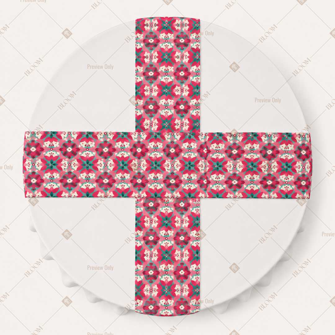 Pink Folk Floral Table Runner Pack Of 12