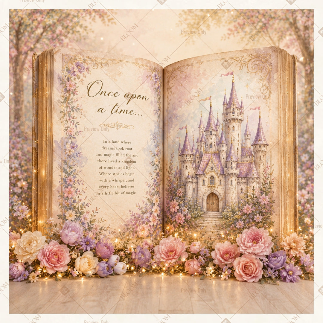 Vintage Storybook Palace Square Backdrop