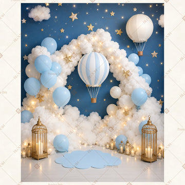 Blue Balloon Arch Party Portrait Rectangle Backdrop