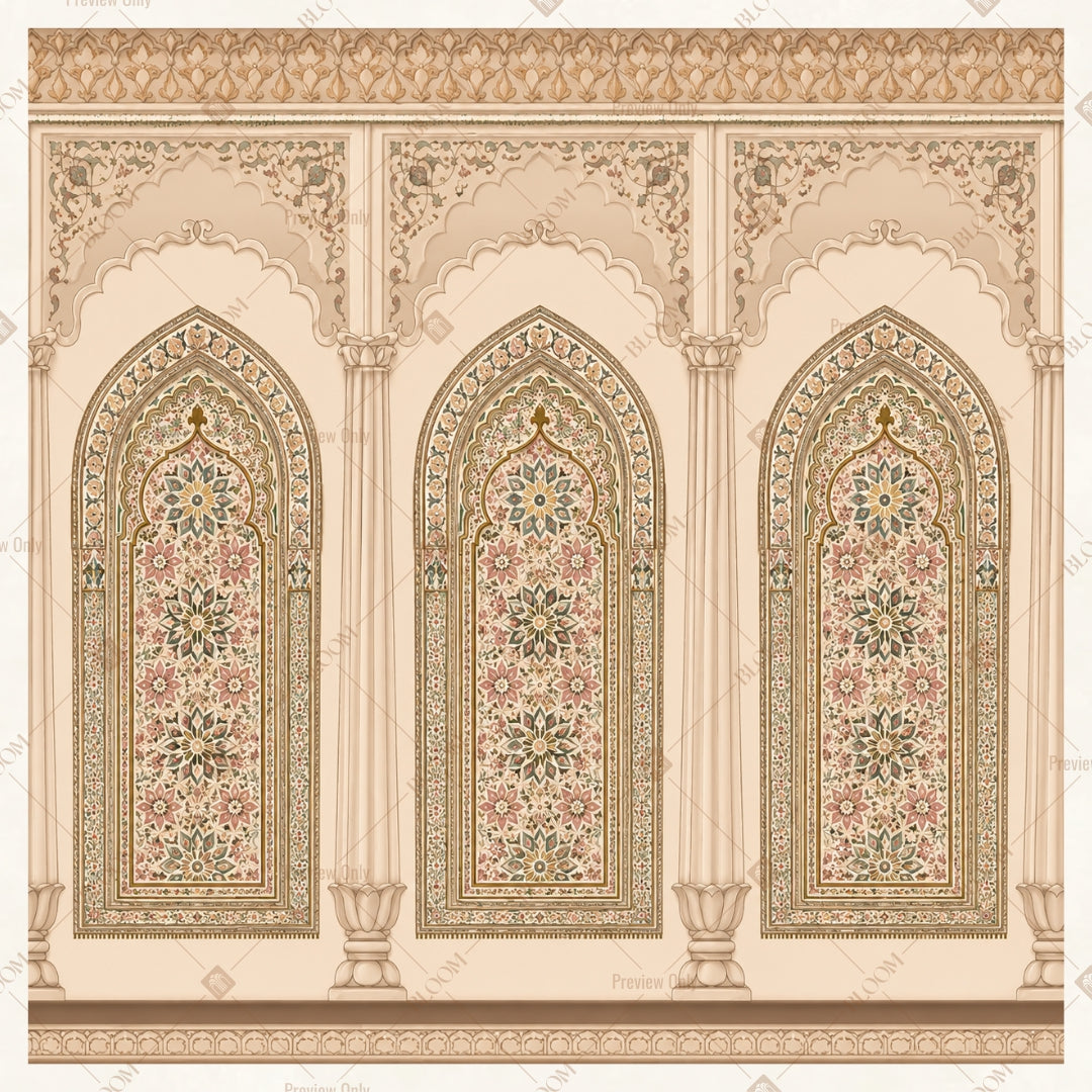 Triple Mughal Arch Square Backdrop