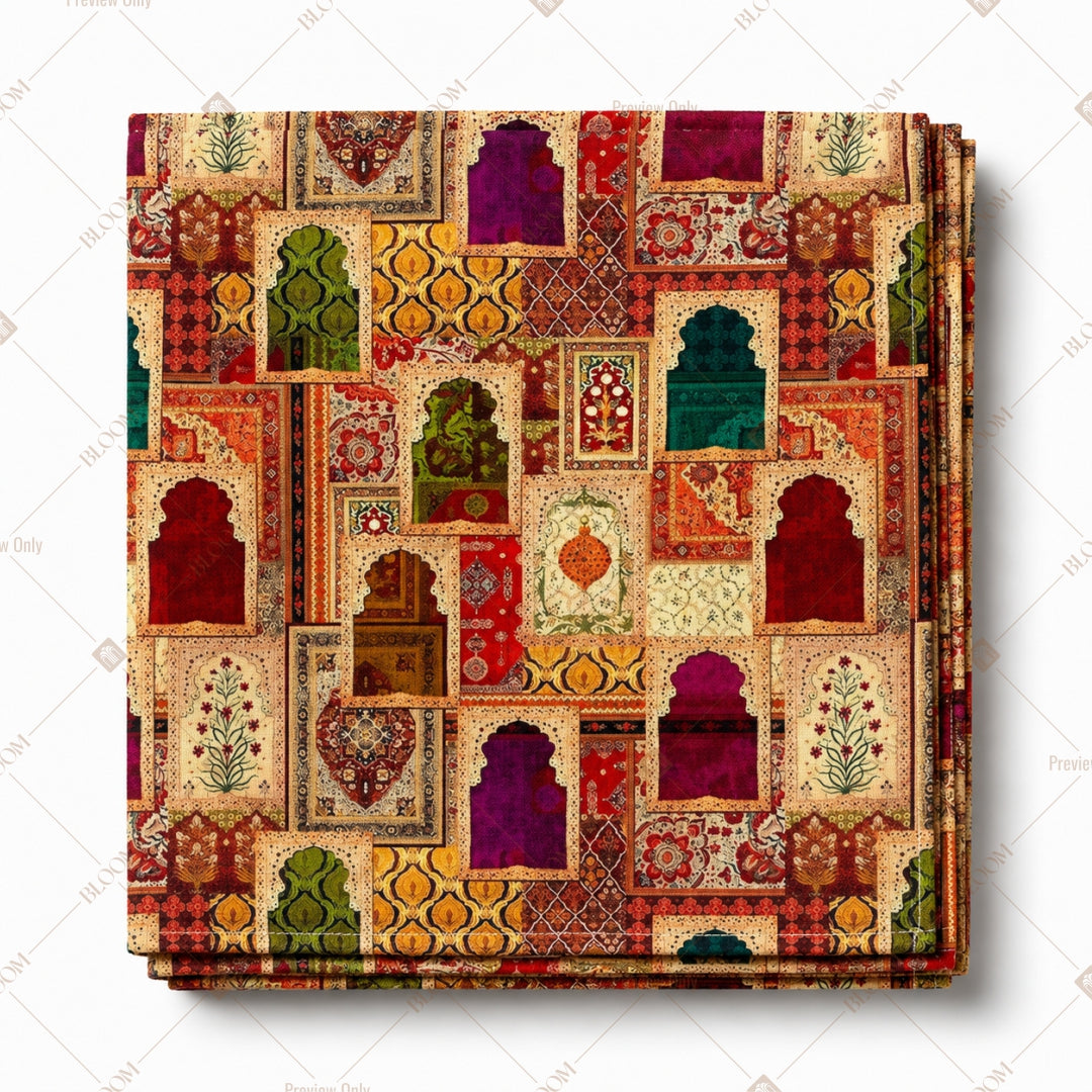 Colorful Mughal Door Collage Pattern Design