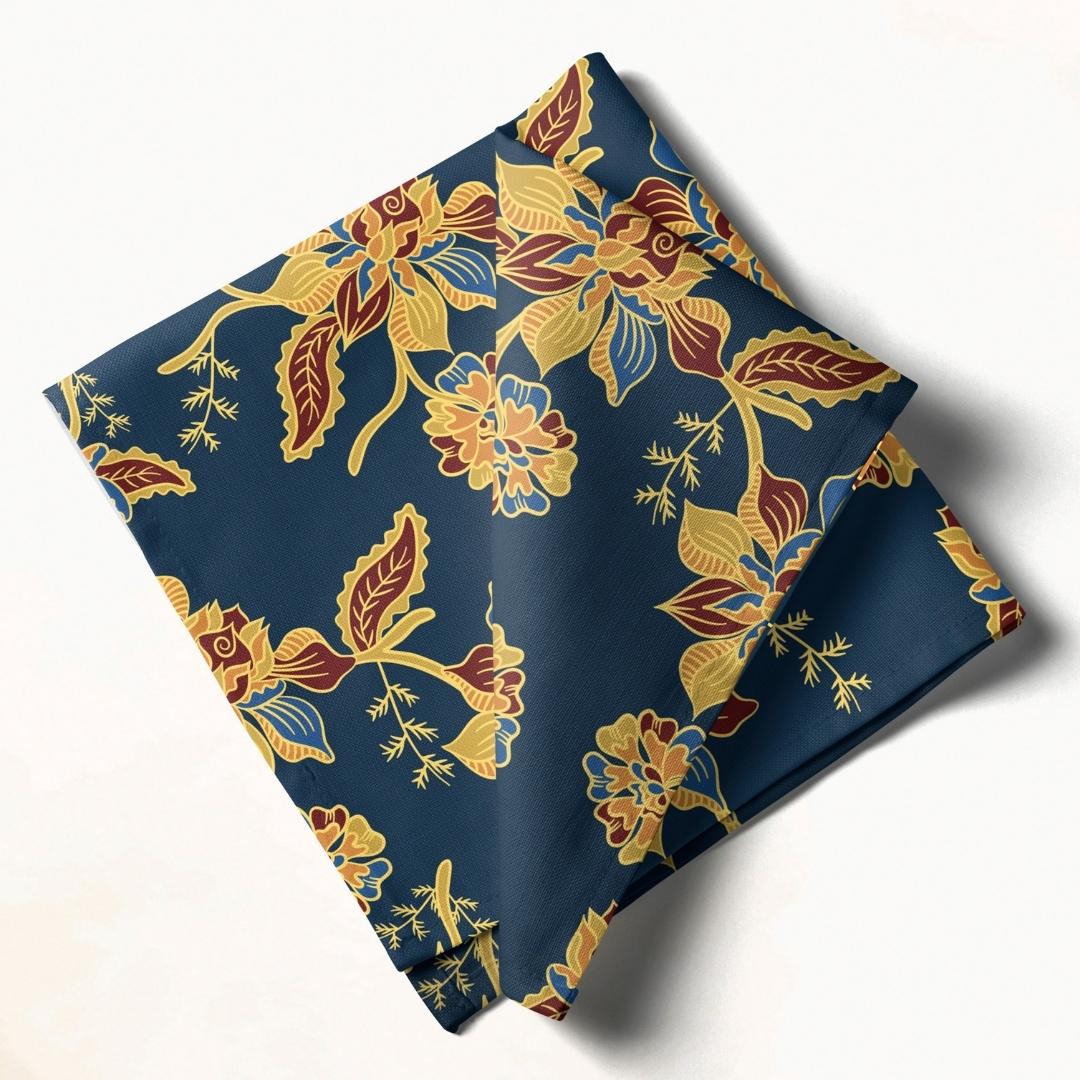 Navy & Gold Floral: Napkins 18" X 18" - Pack Of 20