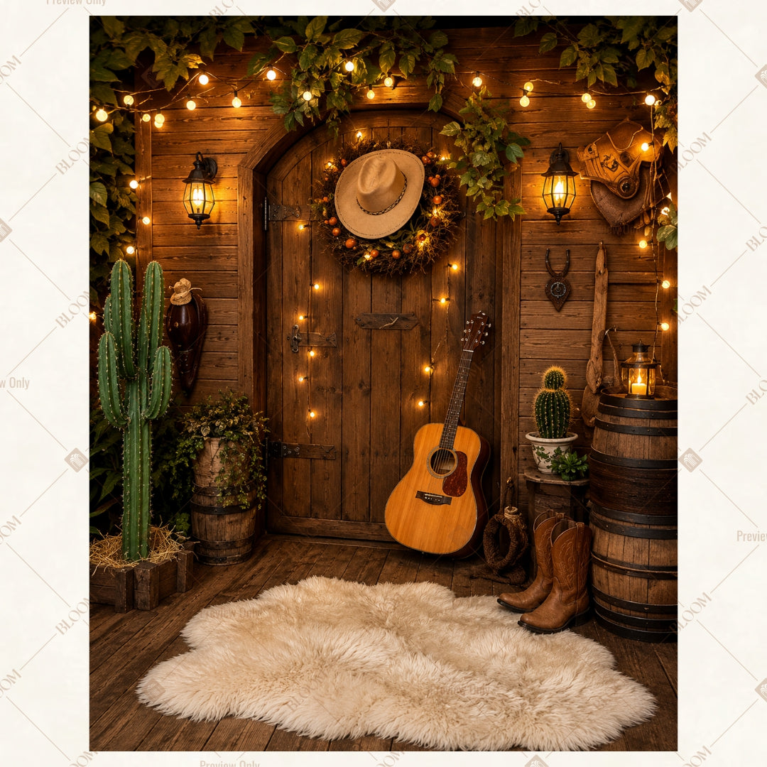 Rustic Music Studio Portrait Rectangle Backdrop