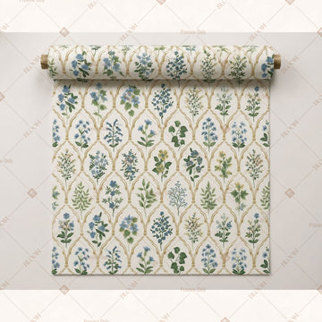Blue Botanical Block Print Fabric Pack of 25