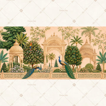 Royal Peacock Palace Border Wide Backdrop