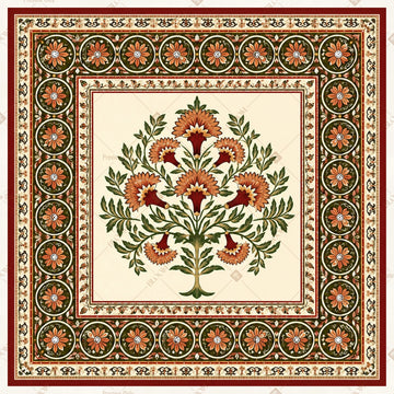 Vintage Floral Medallion Pattern Square Backdrop