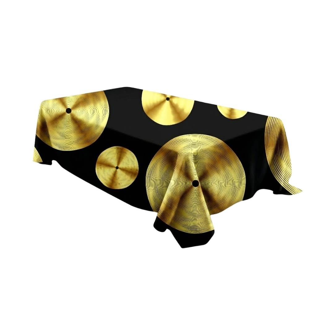 Black Golden Disc Rectangle Table Cover - Pack Of 6