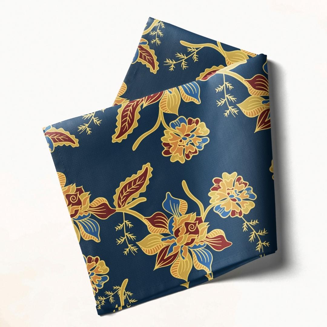 Navy & Gold Floral: Napkins 18" X 18" - Pack Of 20