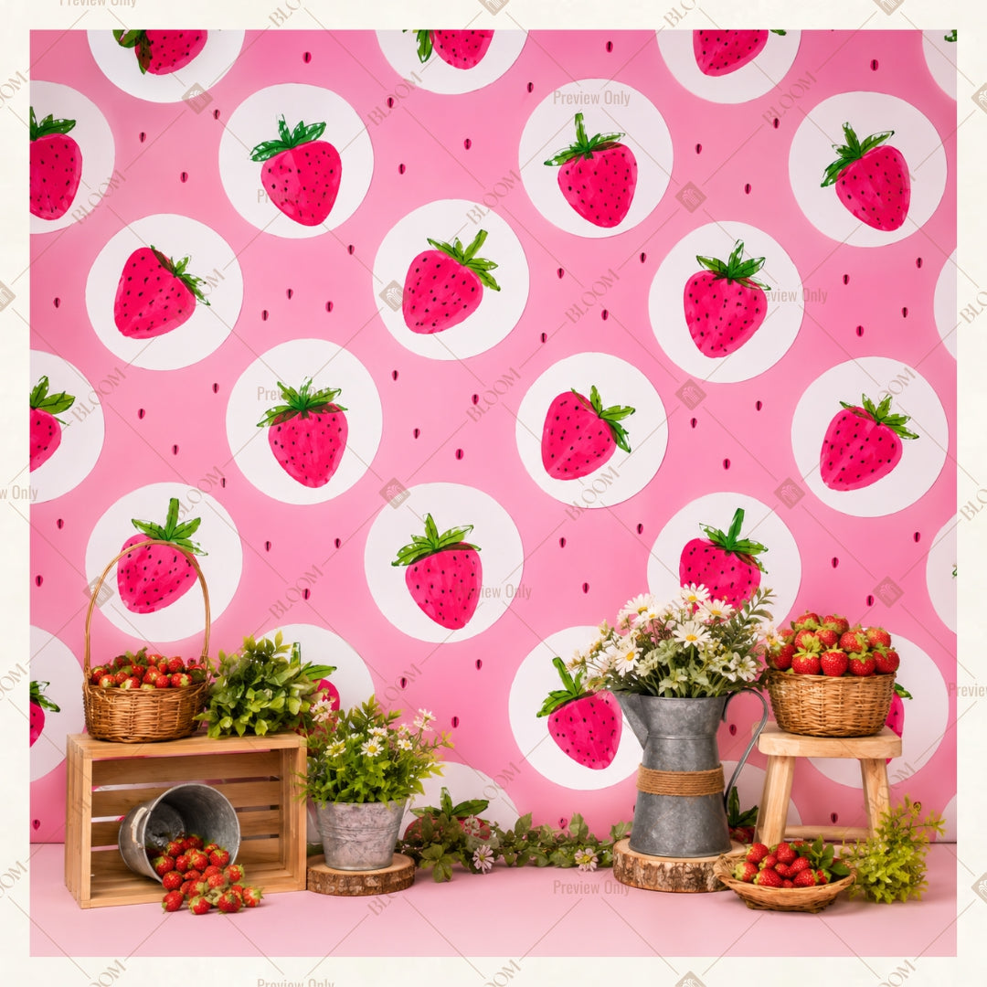 Pink Watermelon Party Square Backdrop