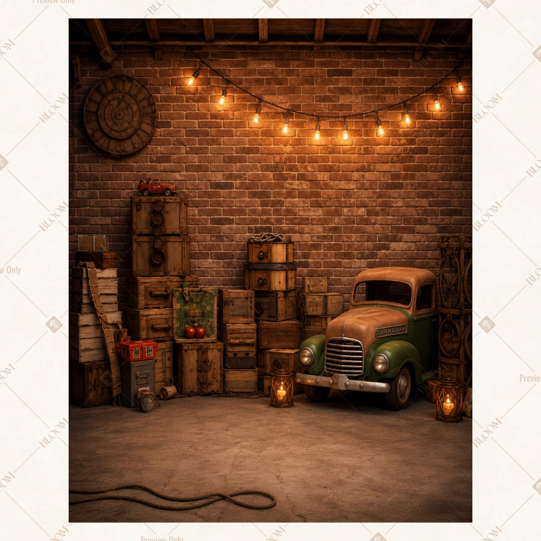 Rustic Brick Light Wall Portrait Rectangle Backdrop