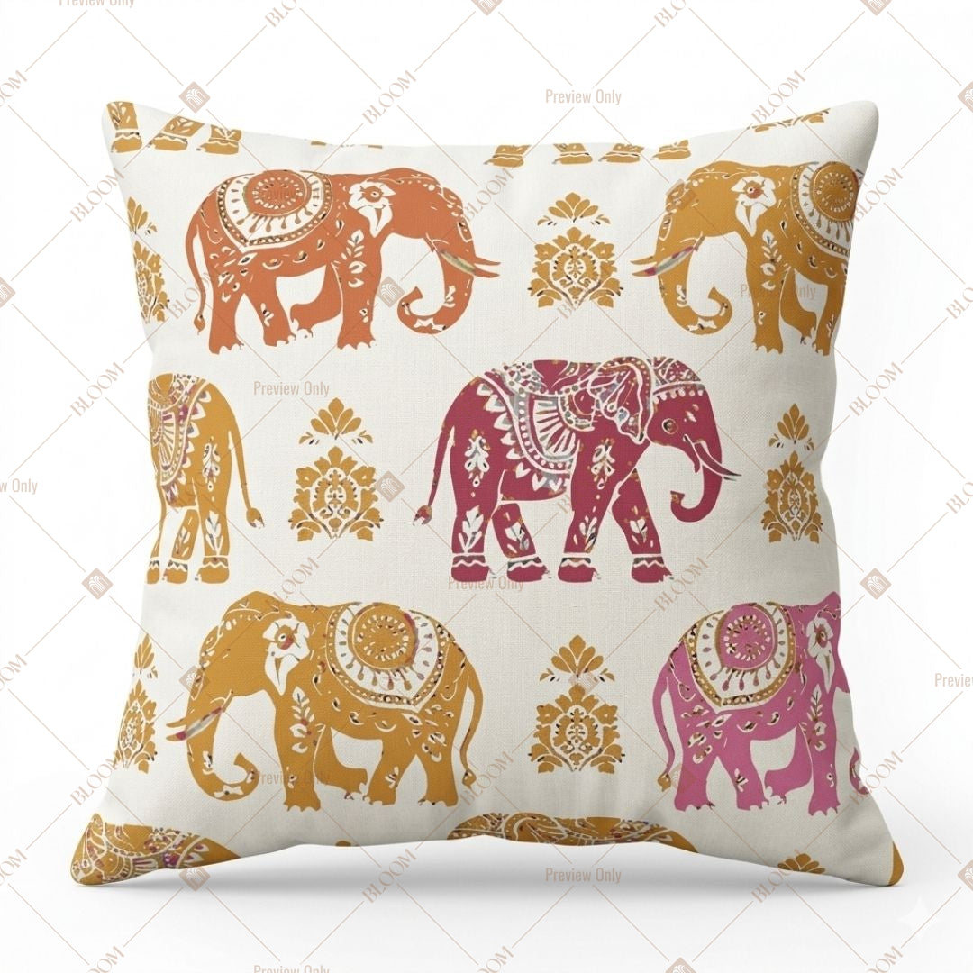 Colorful Elephant Folk Art Cushion Cover Pack of 12
