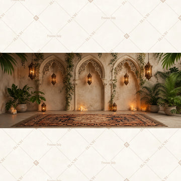 Candlelit Palace Corridor Wide Backdrop
