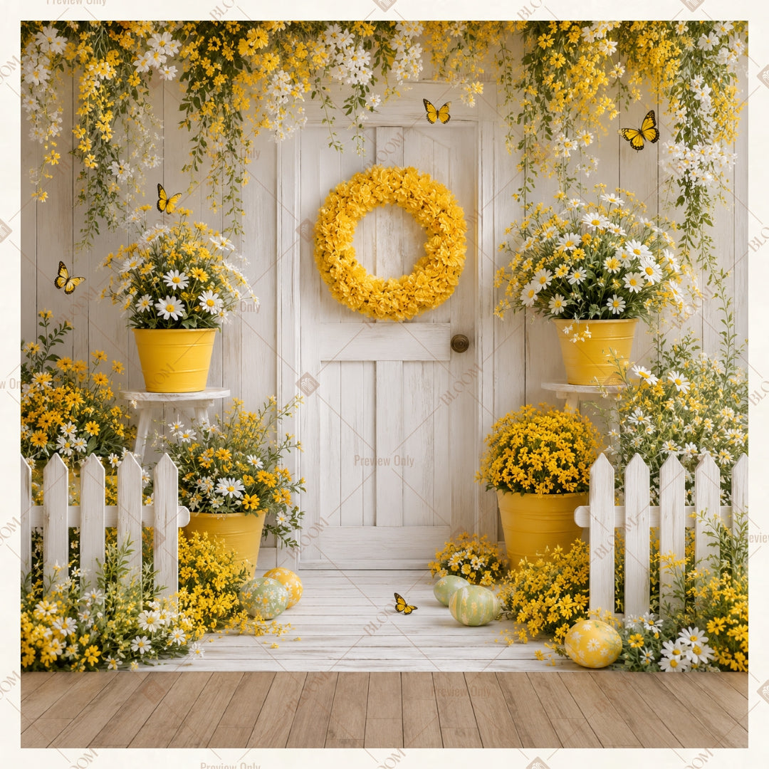 Elegant White Floral Stage Square Backdrop
