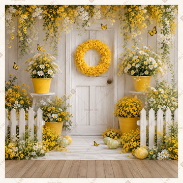 Elegant White Floral Stage Square Backdrop