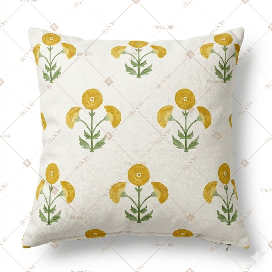 Yellow Botanical Floral Cushion Cover Pack of 12