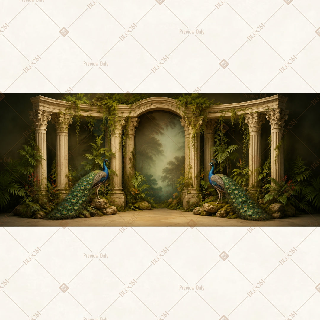 Enchanted Garden Ruins Wide Backdrop