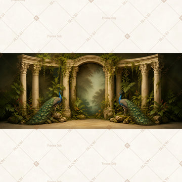Enchanted Garden Ruins Wide Backdrop