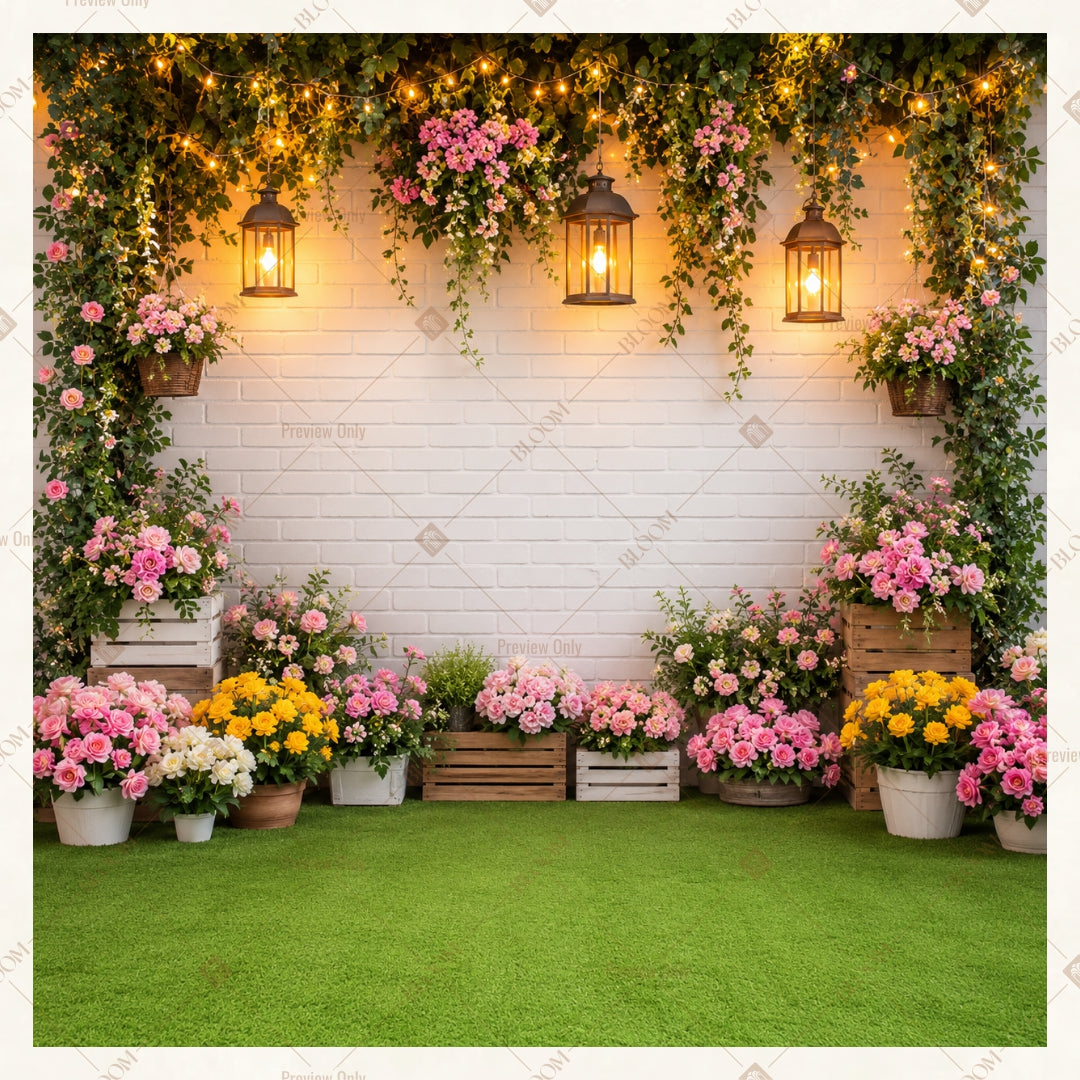 Hanging Floral Garden Square Backdrop