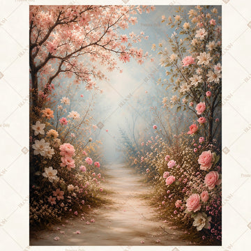 Cherry Blossom Forest Portrait Rectangle Backdrop