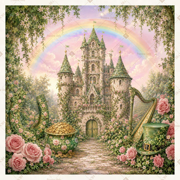 Rainbow Fantasy Castle Square Backdrop