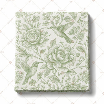 Sage Botanical Rose Pattern Design