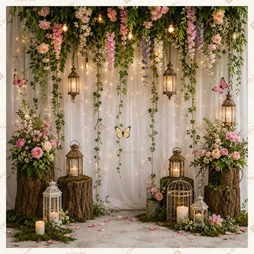 Romantic Floral Window Square Backdrop