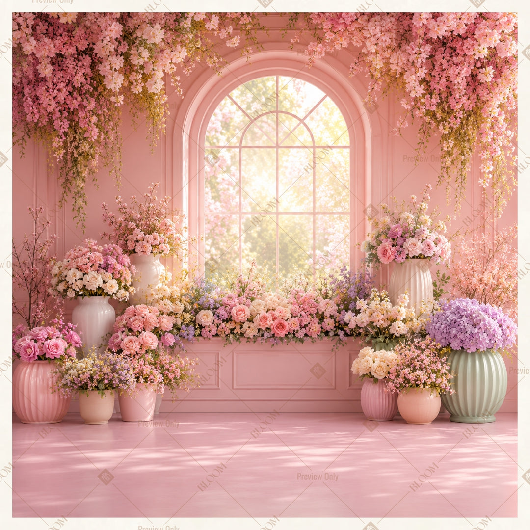 Luxury Pink Palace Garden Square Backdrop