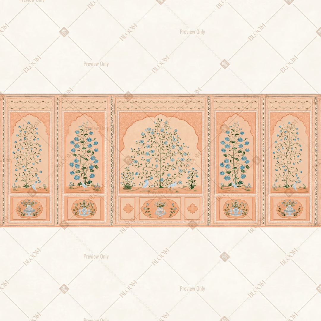 Peach Mughal Arch Pattern Wide Backdrop