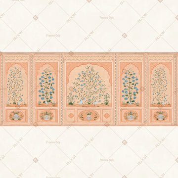 Peach Mughal Arch Pattern Wide Backdrop