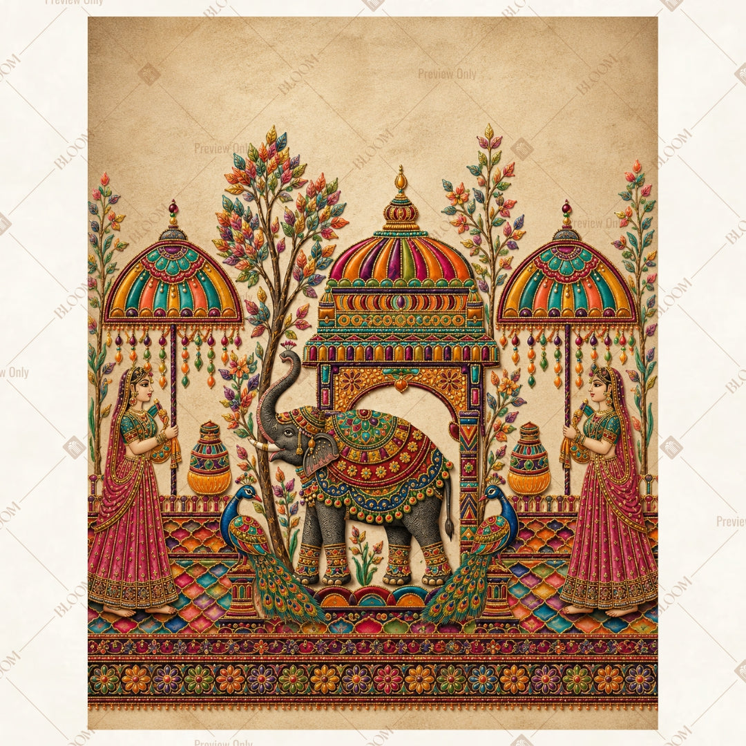 Royal Indian Festival Portrait Rectangle Backdrop