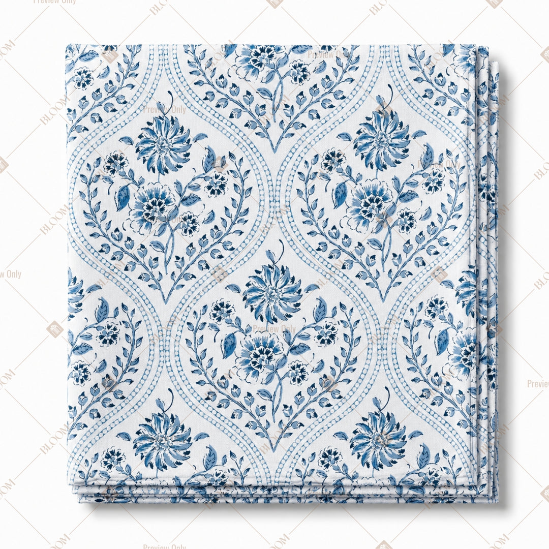 Blue Damask Floral Pattern Design