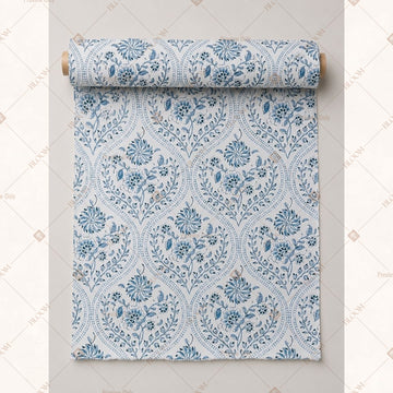 Blue Scallop Damask Fabric Roll Pack of 25