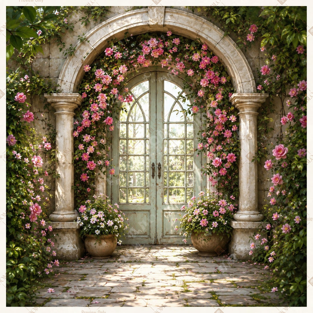 Secret Garden Floral Window Square Backdrop