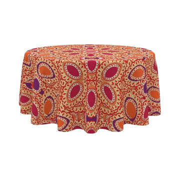 Orange Mandala Festive Round Table Cover - Pack Of 6